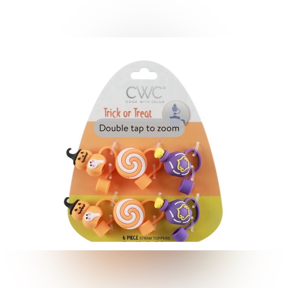 Cook With Color CWC Trick Or Treat Straw Topper 3 Designs 6 Piece-Set - Picture 6 of 6
